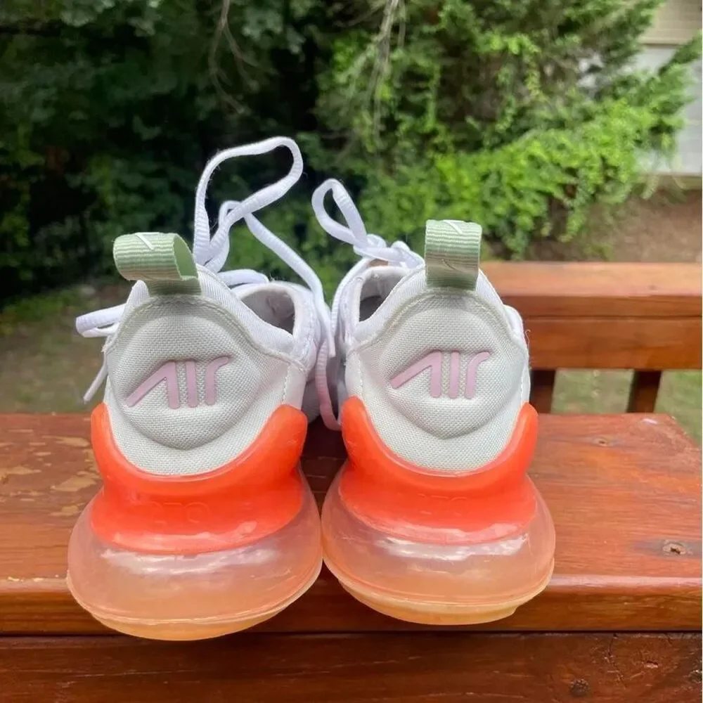 Nike Air Max 270 Youth 5.5 White Orange Running Sneakers